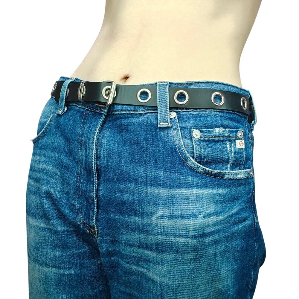 Rue 21 Smooth Black Silver Rivet Unisex S/M Belt
